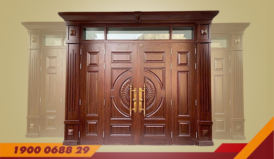 CỬA 4 CÁNH PHÀO BIỆT THỰ – MÃ: D4-H8P8-3K-BT1