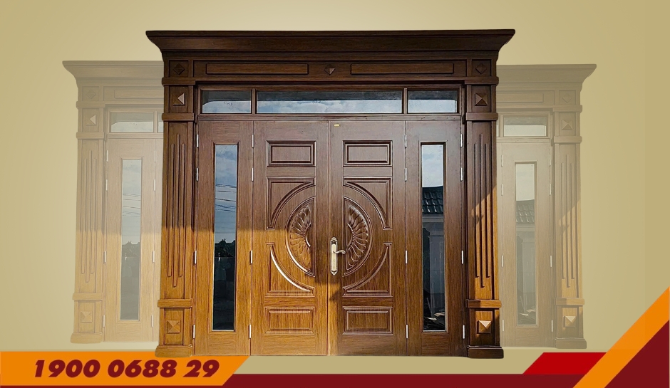 CỬA 4 CÁNH PHÀO BIỆT THỰ – MÃ: D4-H8PK-3K-BT1